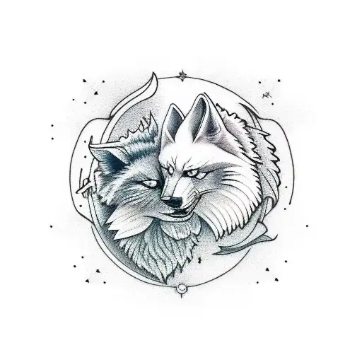 nordic skoll and hati chasing the sun and moon tattoo design idea