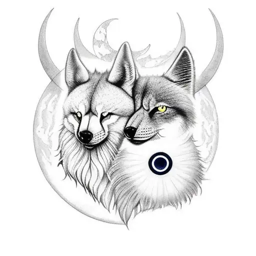 nordic skoll and hati chasing the sun and moon tattoo design idea