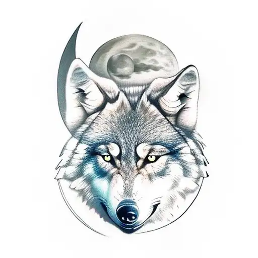 nordic 2 wolves skoll and hati chasing the sun and moon tattoo design idea