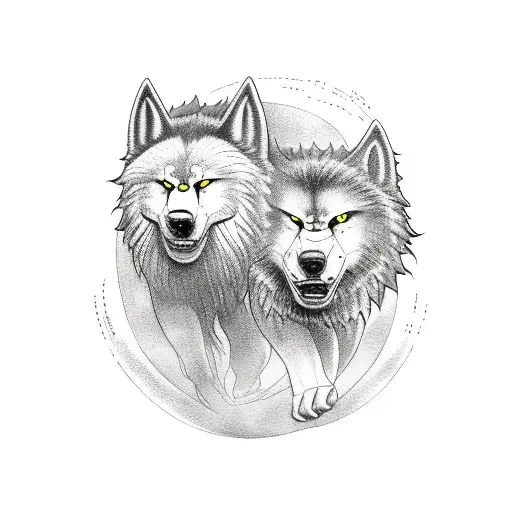 nordic skoll and hati chasing the sun and moon tattoo design idea