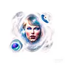 Galaxy, space, black hole, taylor swift head in back ground tattoo design idea