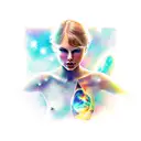 Galaxy, space, black hole, taylor swift head in back ground, hair long and down tattoo design idea