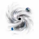 Galaxy, space, black hole, taylor swift head in back ground tattoo design idea