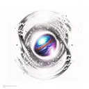 Galaxy, space, black hole, taylor swift head in back ground tattoo design idea