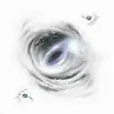 Galaxy, space, black hole, taylor swift head in back ground tattoo design idea