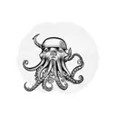 A pirate octopus guarding a treasure chest tattoo design idea