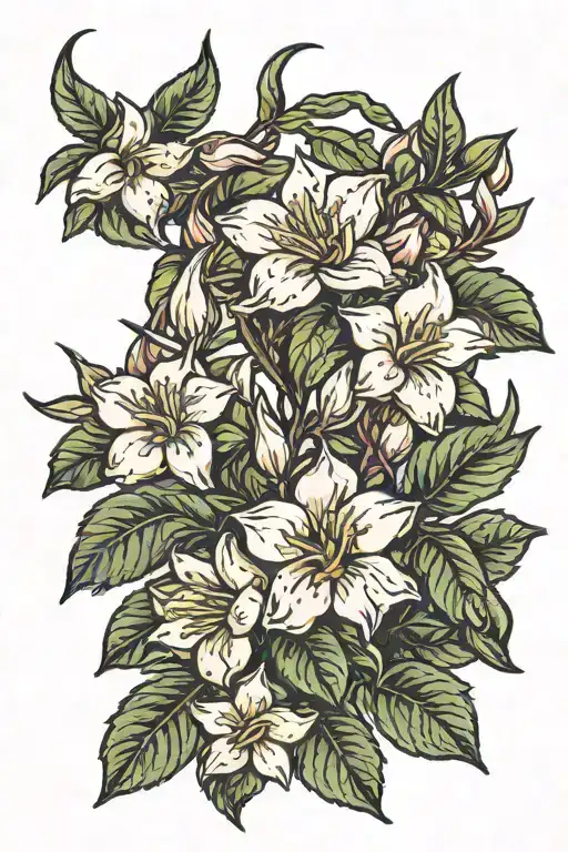 arabian Jasmine flower with oryx tattoo design idea
