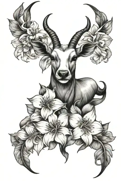 arabian Jasmine flower with oryx tattoo design idea