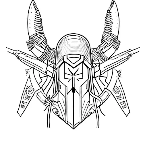 tatoo the phrase quis audet adipiscitur with an minimalist spartan helmet below tattoo design idea