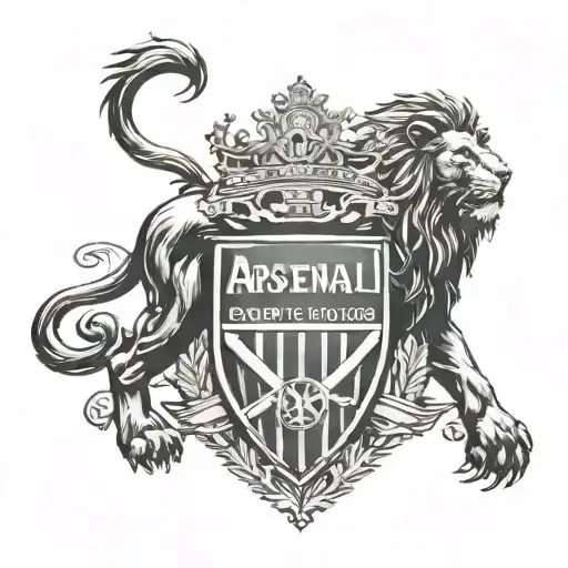 Combine the crest of Arsenal football club with a majestic lion design tattoo design idea