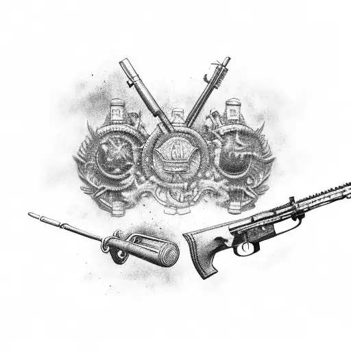 rifle with grenade launcher tattoo design idea
