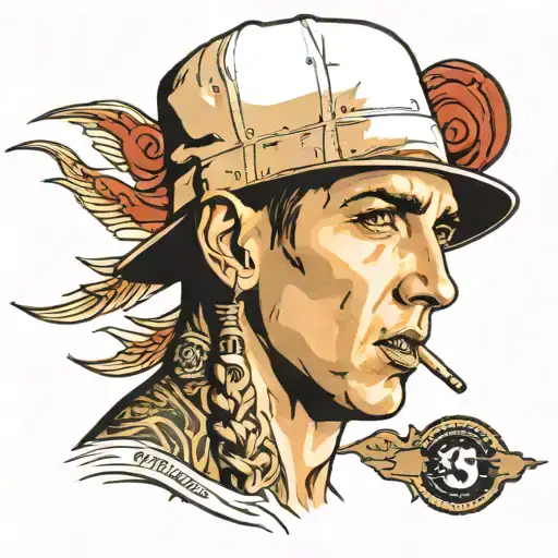 eminem face portrait tattoo design idea