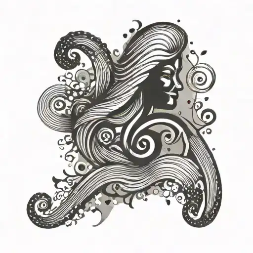 An abstract wave pattern representing the ups and downs of motherhood, with musical symbols scattered throughout tattoo design idea