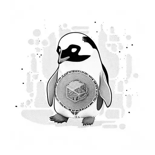 penguin in gamer outfits tattoo design idea