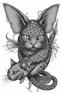 Catfish with cat tail wrapped tattoo design idea