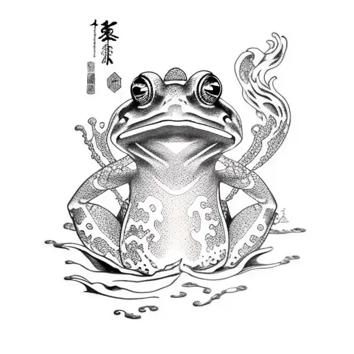 frog, smoke, waves tattoo design idea