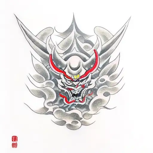demon smoke japan tattoo design idea