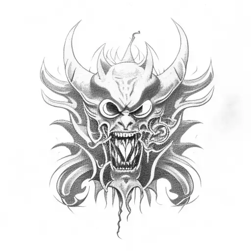 demon smoke japan tattoo design idea