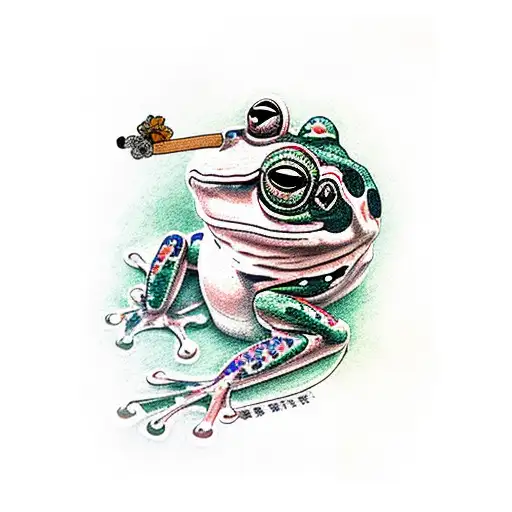 frog smoking tattoo design idea