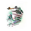 frog smoking tattoo design idea