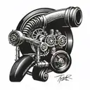 turbo with boosted society  tattoo design idea