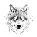 Create an all black and white half sleeve tattoo on a males left arm that includes Roses, a growling wolf (head only) an tattoo design idea