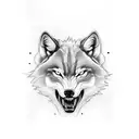 Create an all black and white half sleeve tattoo on a males left arm that includes Roses, a growling wolf (head only) an tattoo design idea