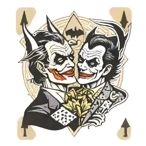 Batman et joker playing card tattoo design idea