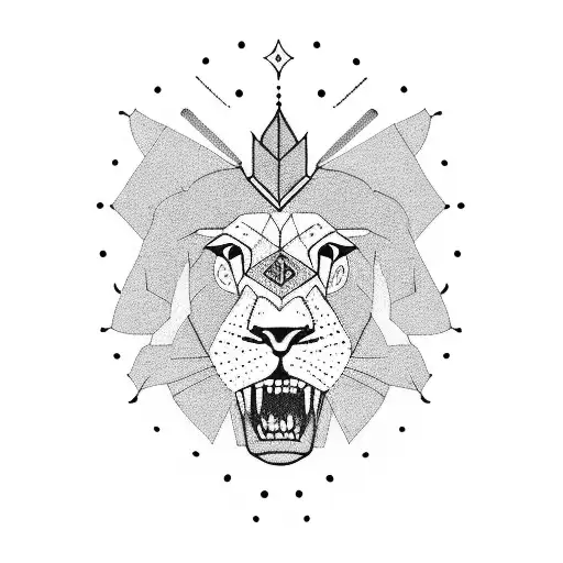 A lion playing a Punjabi musical instrument in front of the Punjab landscape tattoo design idea