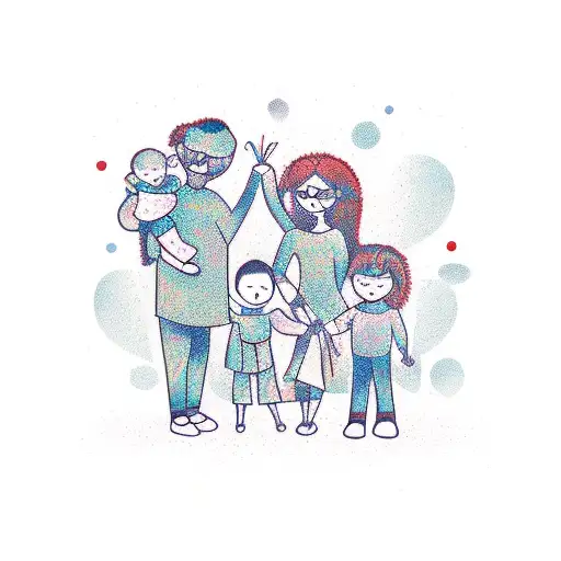 happy family simple tattoo design idea