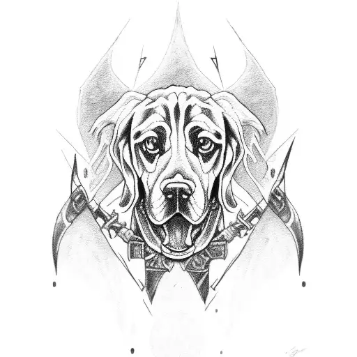 blood hound switchblade tattoo design idea