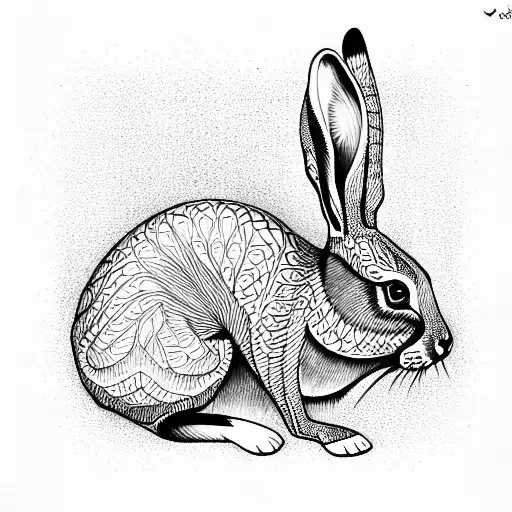 helical hare  tattoo design idea