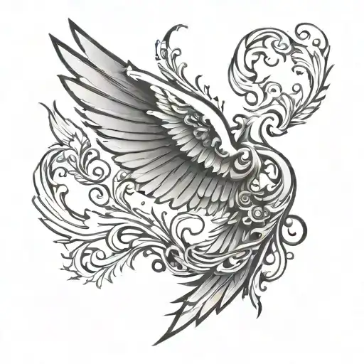 number 8 with wings spread tattoo design idea