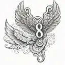 number 8 with wings spread tattoo design idea