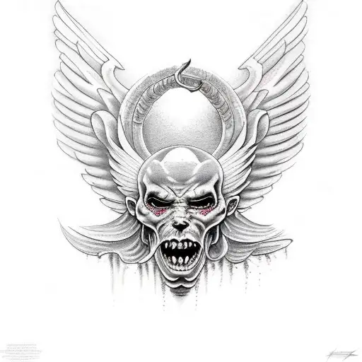 angel and demon  tattoo design idea