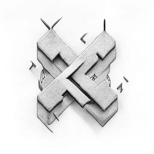  "B" with small letters C A E D C M around it tattoo design idea