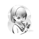 a little girl sitting under apple tree  tattoo design idea