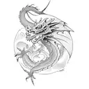 dragon surrounding a garnet gemstone tattoo design idea