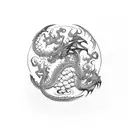 dragon surrounding a garnet gemstone tattoo design idea