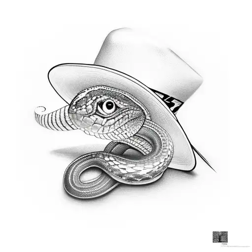 Snake with sombrero tattoo design idea