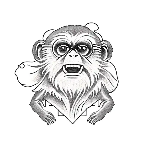 monkey, tortoise, baby wookiee tattoo design idea