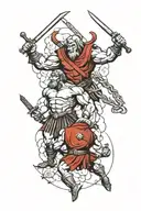 david and goliath facing each other tattoo design idea