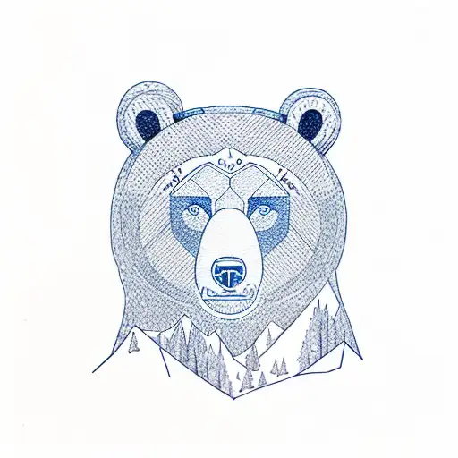 blue ridge mountains in a bear shape tattoo design idea