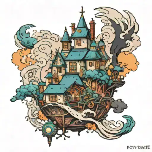howls moving castle nestled tattoo design idea