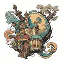 howls moving castle nestled tattoo design idea