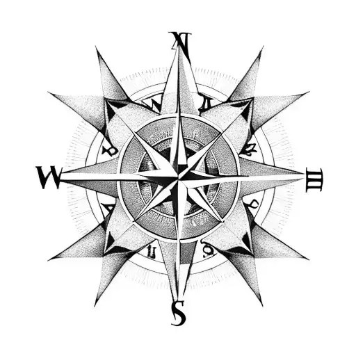 Compass Rose with Clock tattoo design idea