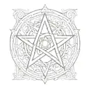 Satanic pentagram, containing the initial V in Greek and small tattoo design idea