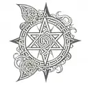 satanic tattoo with nordic runes tattoo design idea