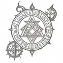 satanic tattoo with nordic runes tattoo design idea
