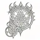 satanic tattoo with nordic runes tattoo design idea